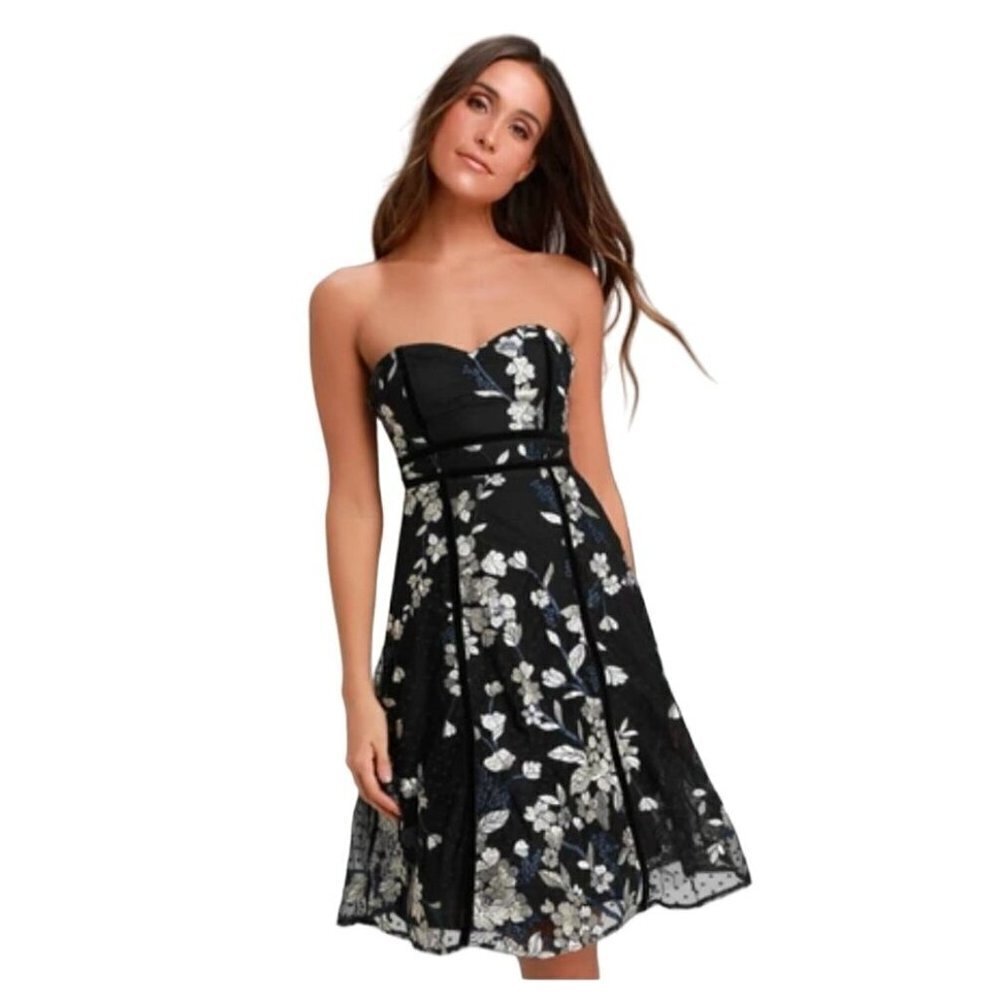 Lulu's‎ Strapless Floral Babydoll Dress Large NWT Fairy Grunge Wedding Guest